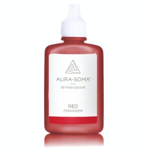 Aura-Soma pomander p04 červený je esence ve verzi 25ml. Je v plastové lahvičce s etiketu, na které je značka Aura-Soma a nápis "Red" .